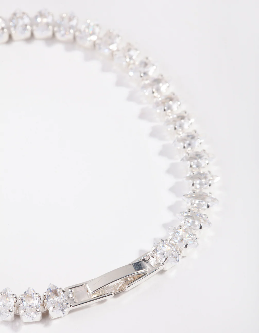 Silver Cubic Zirconia Navette Tennis Bracelet - Image 3