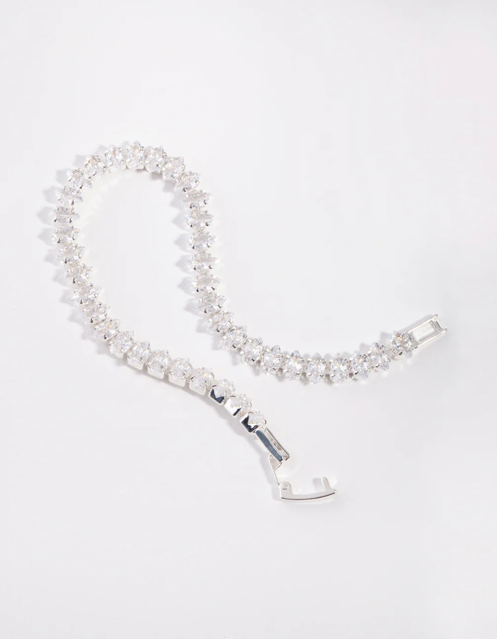 Silver Cubic Zirconia Navette Tennis Bracelet - Image 4