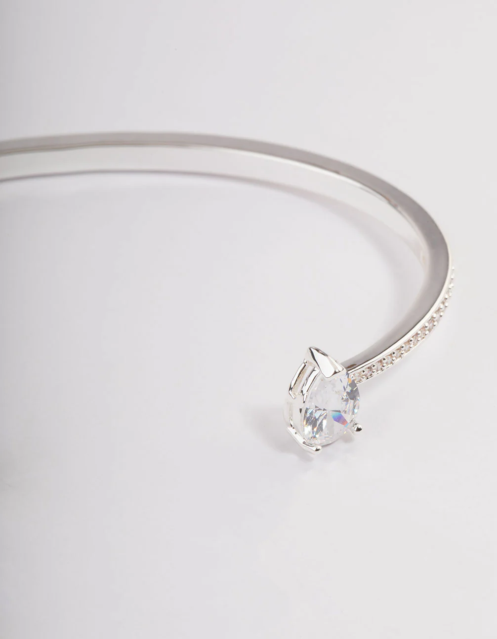Silver Cubic Zirconia Pearl Diamante Bangle - Image 2