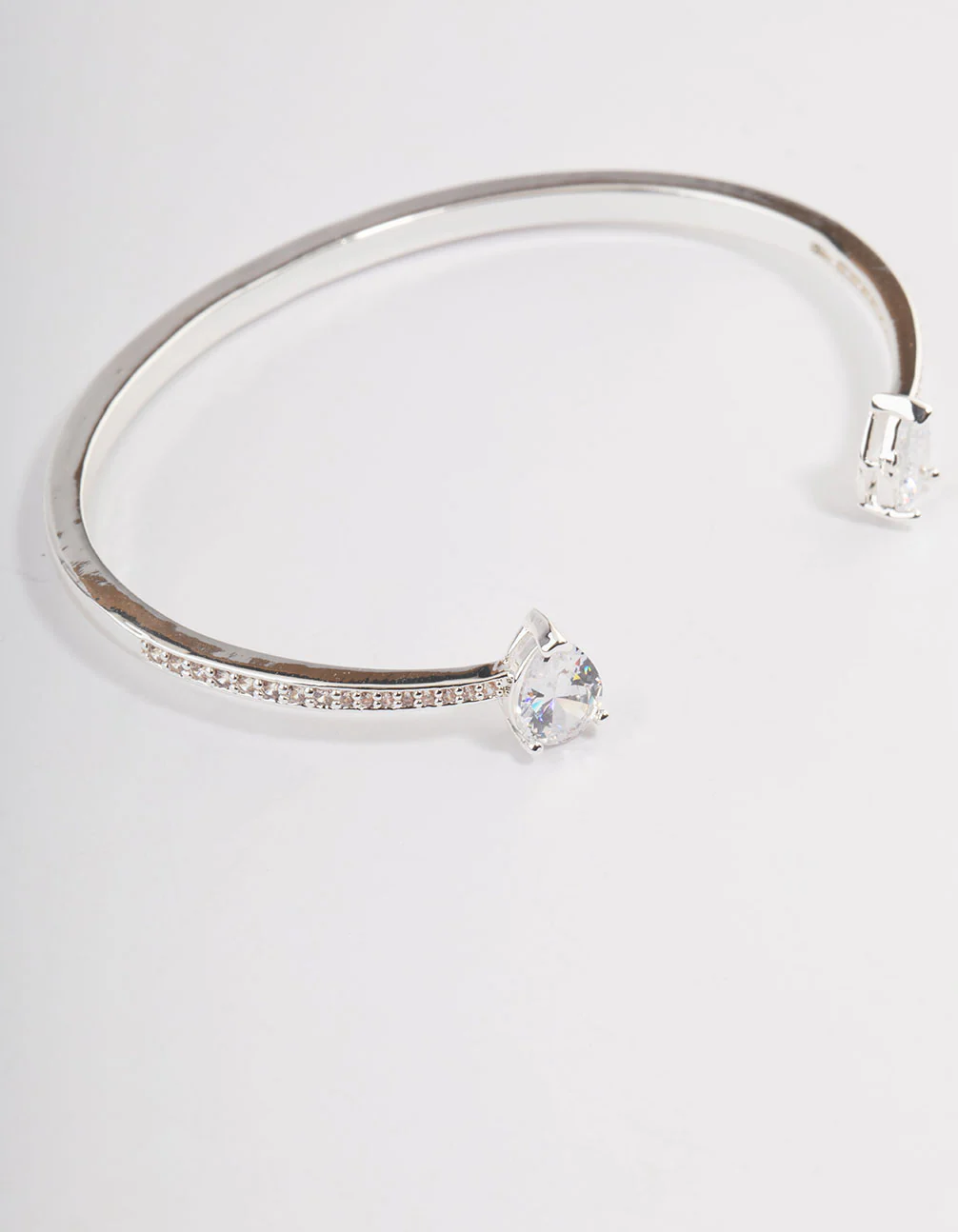 Silver Cubic Zirconia Pearl Diamante Bangle - Image 3