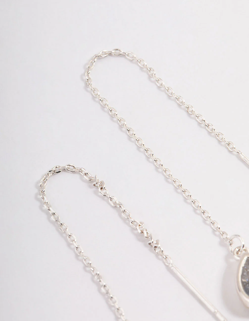 Silver Pear Thread Through Drop Earrings - Image 3