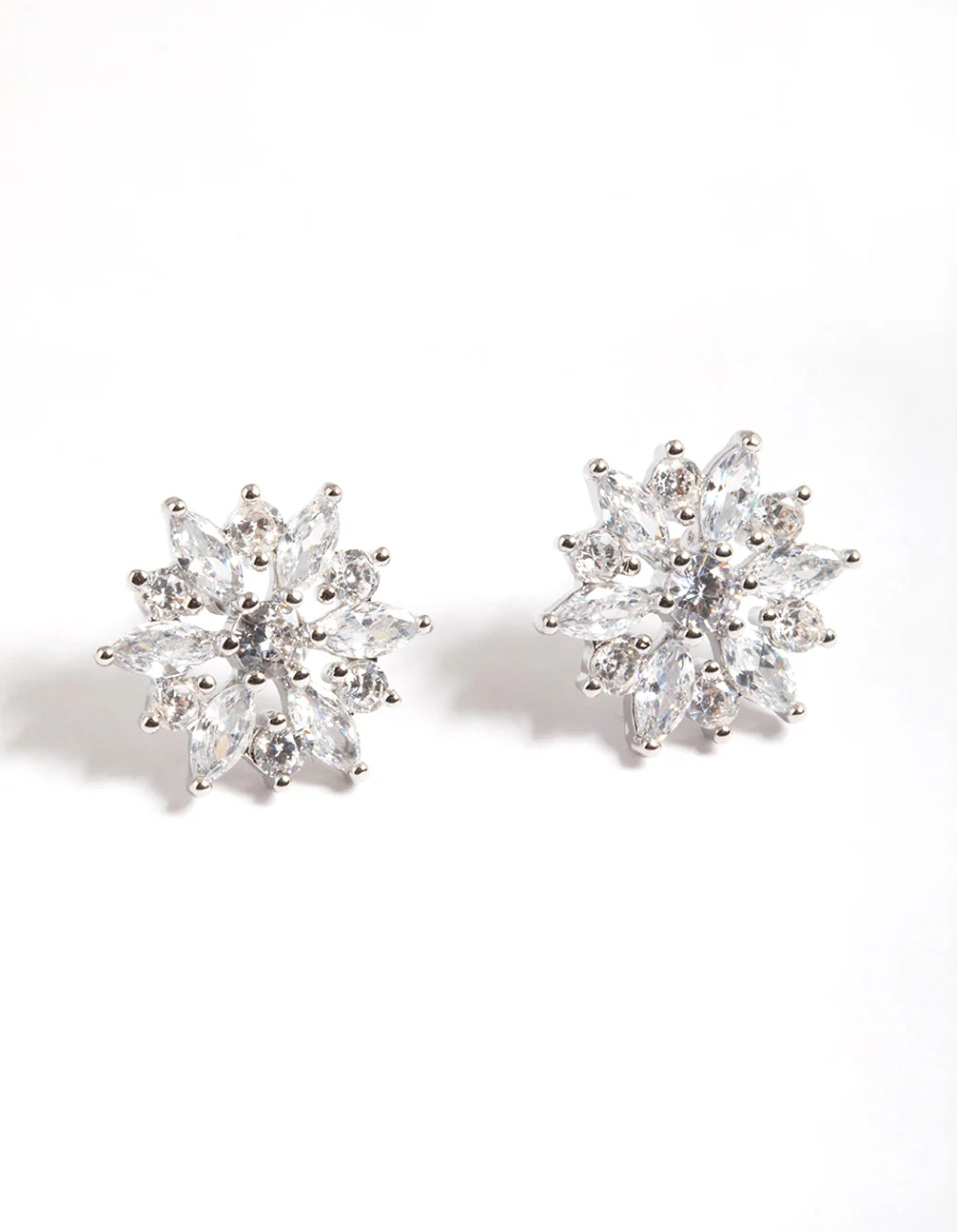 Silver Snow Flake Stud Earrings - Image 2