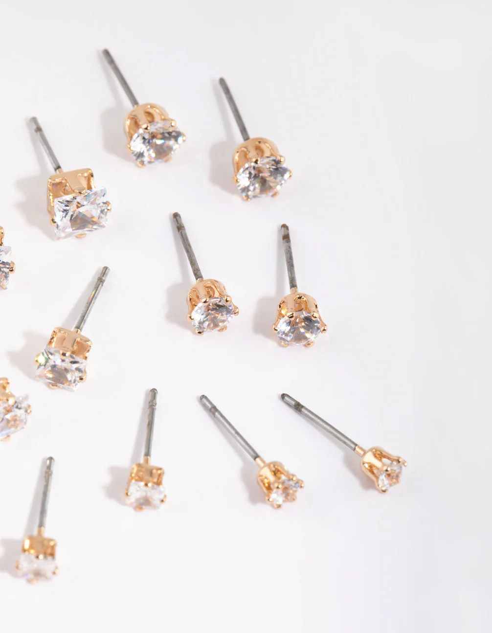 Gold Cubic Zirconia Classic Stud Earring 6-Pack - Image 3