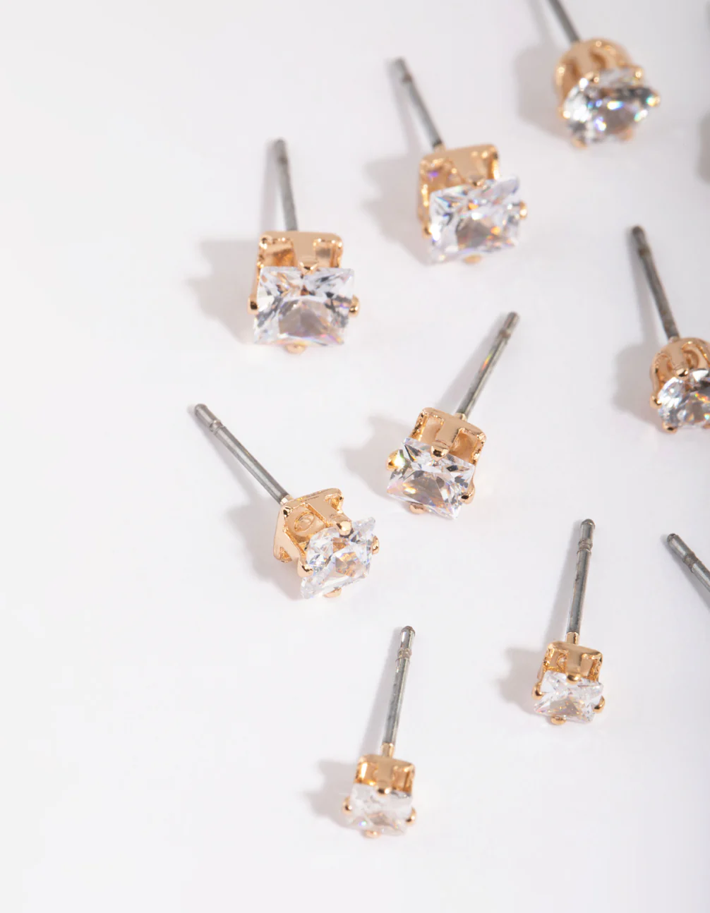 Gold Cubic Zirconia Classic Stud Earring 6-Pack - Image 4
