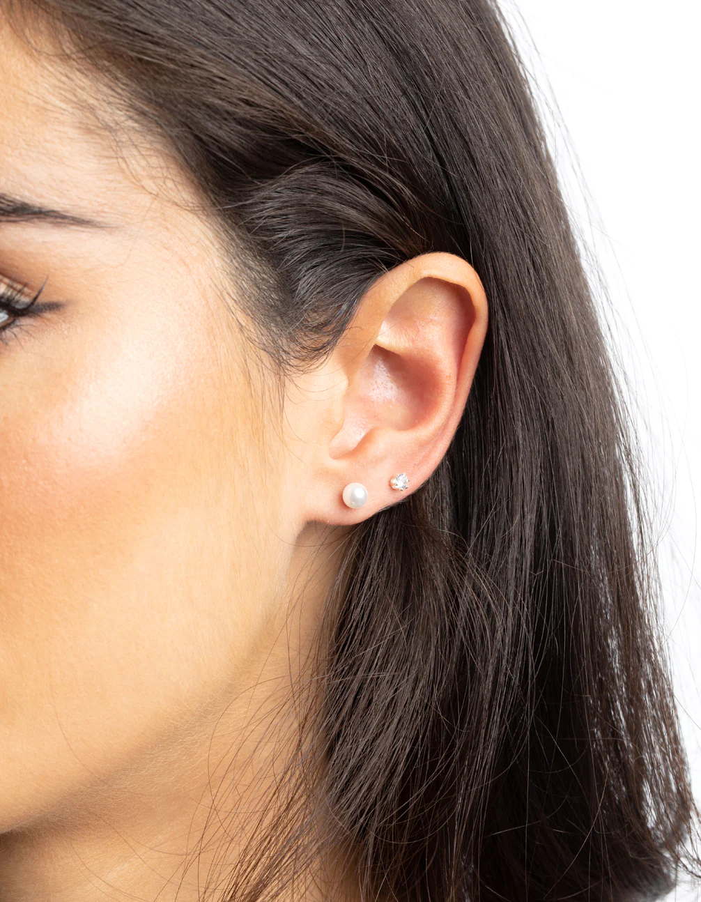 Silver Cubic Zirconia & Pearl Stud Earring 6-Pack - Image 2