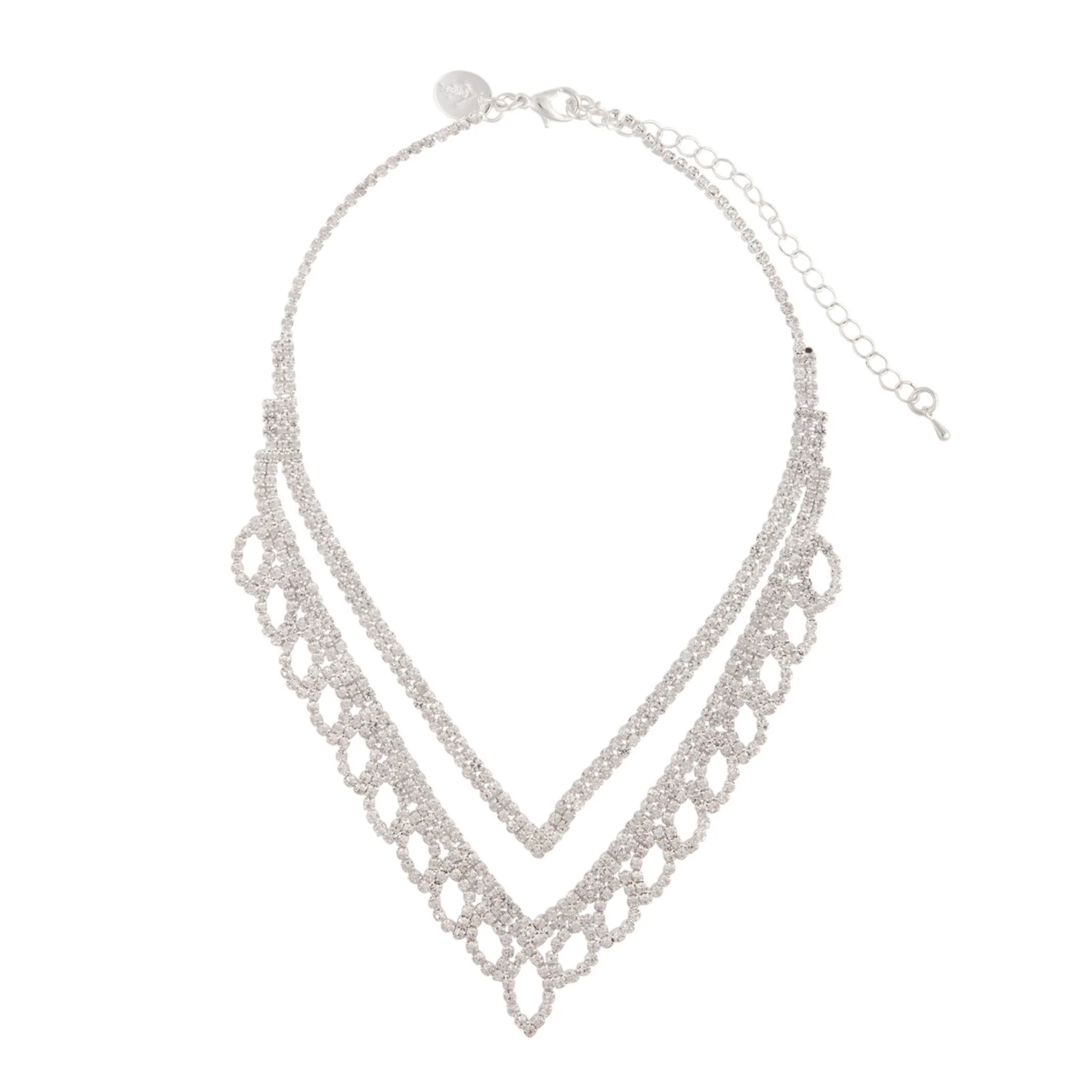 Silver Diamante Leaf Earrings Necklace Set - Image 5
