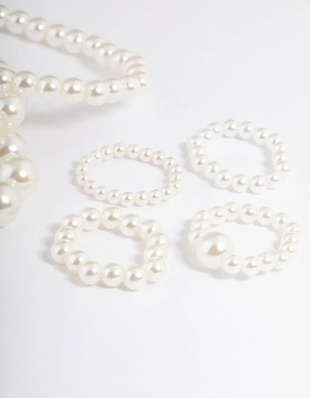 Acrylic Mixed Pearl Bracelet & Ring Set - Image 2