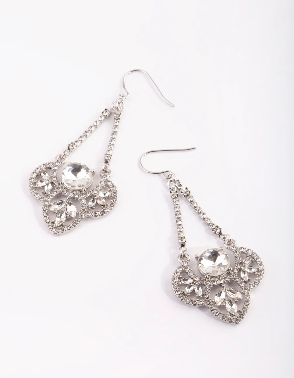 Rhodium Vintage Stone Drop Earrings - Image 2