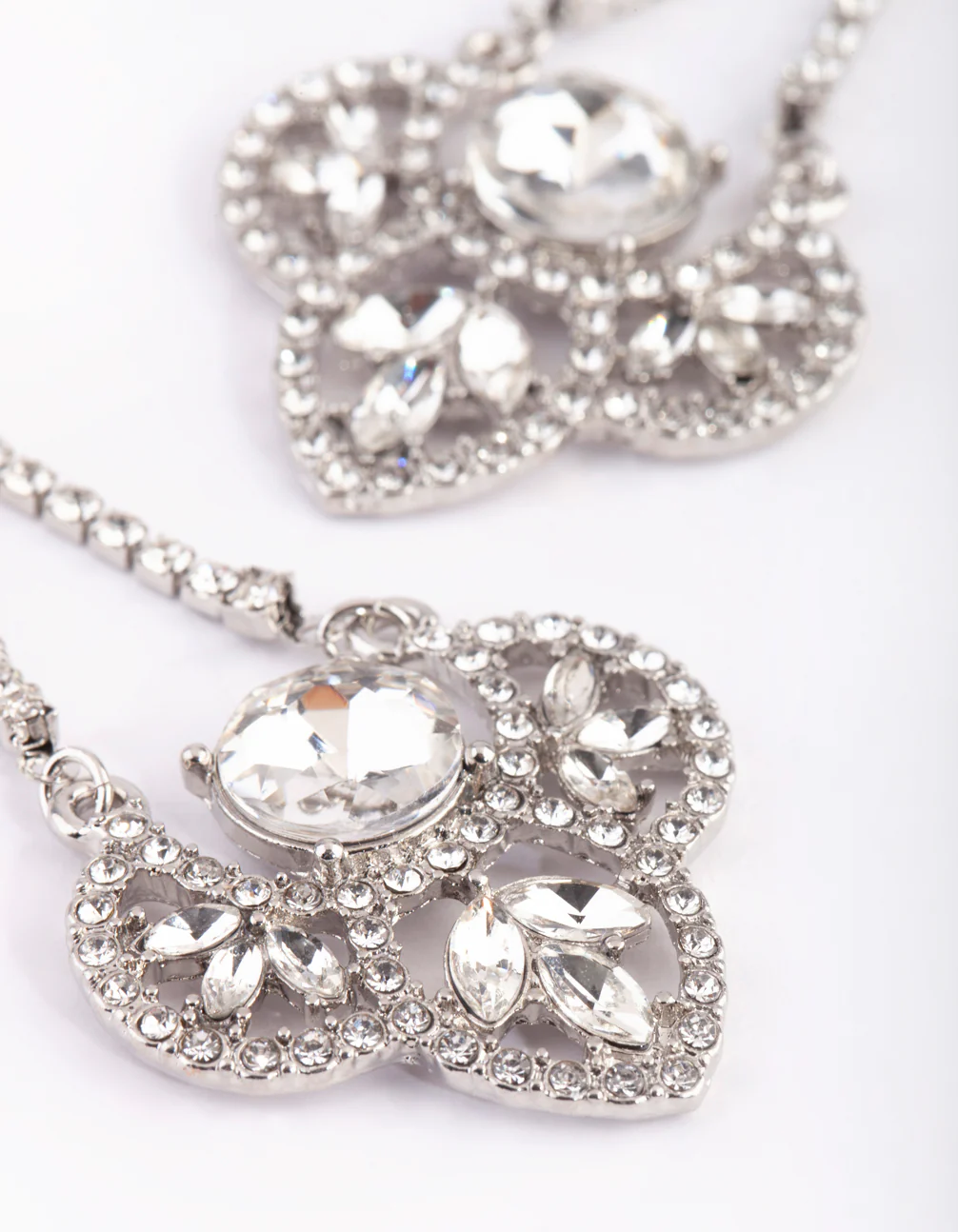 Rhodium Vintage Stone Drop Earrings - Image 3