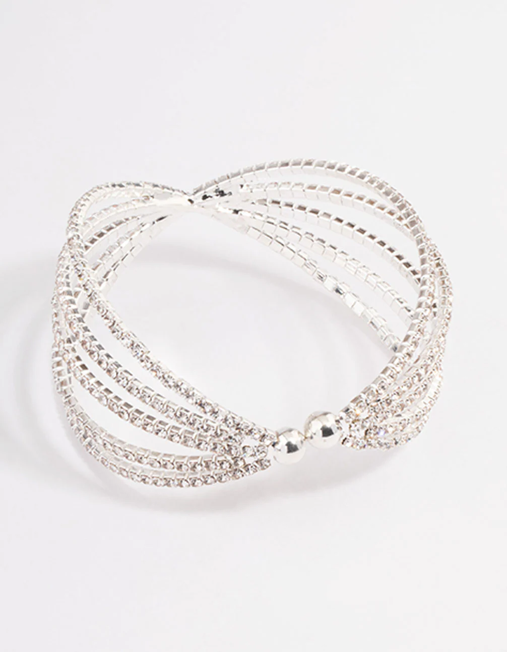 Silver Triple Row Criss Cross Wrist Cuff - Image 3
