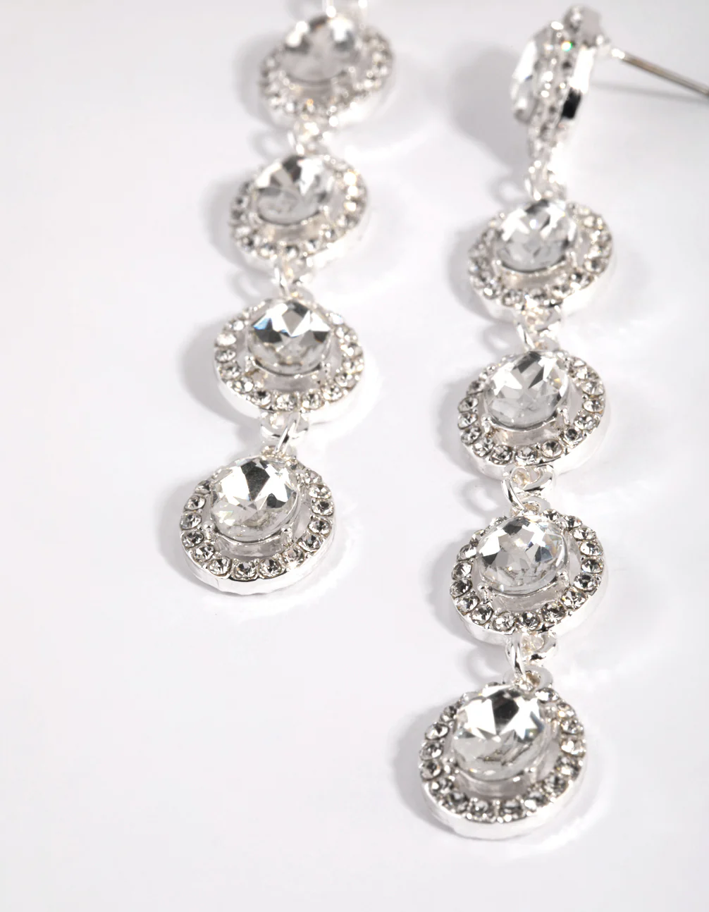 Silver Circle Cut Out Drop Earrings - Image 2
