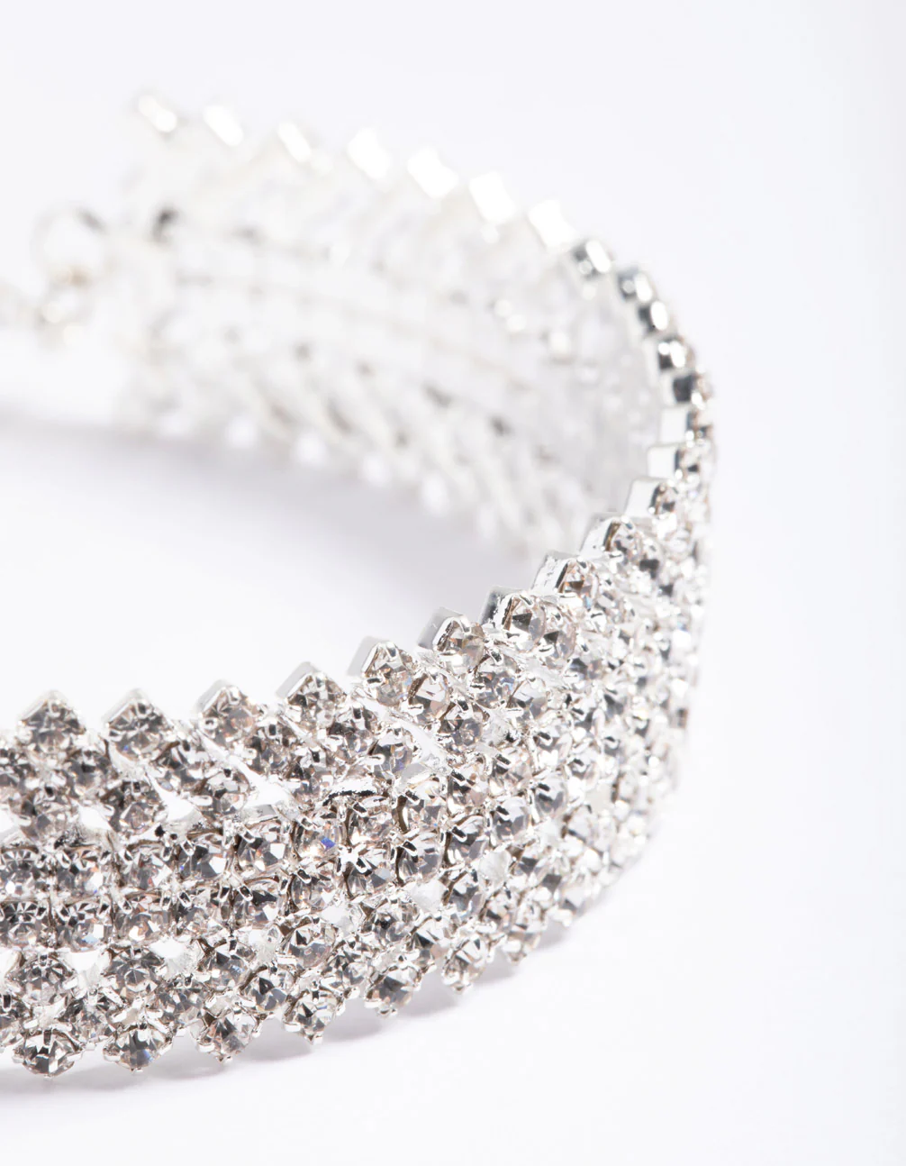 Silver 9 Row Twist Diamante Wrist Cuff - Image 2