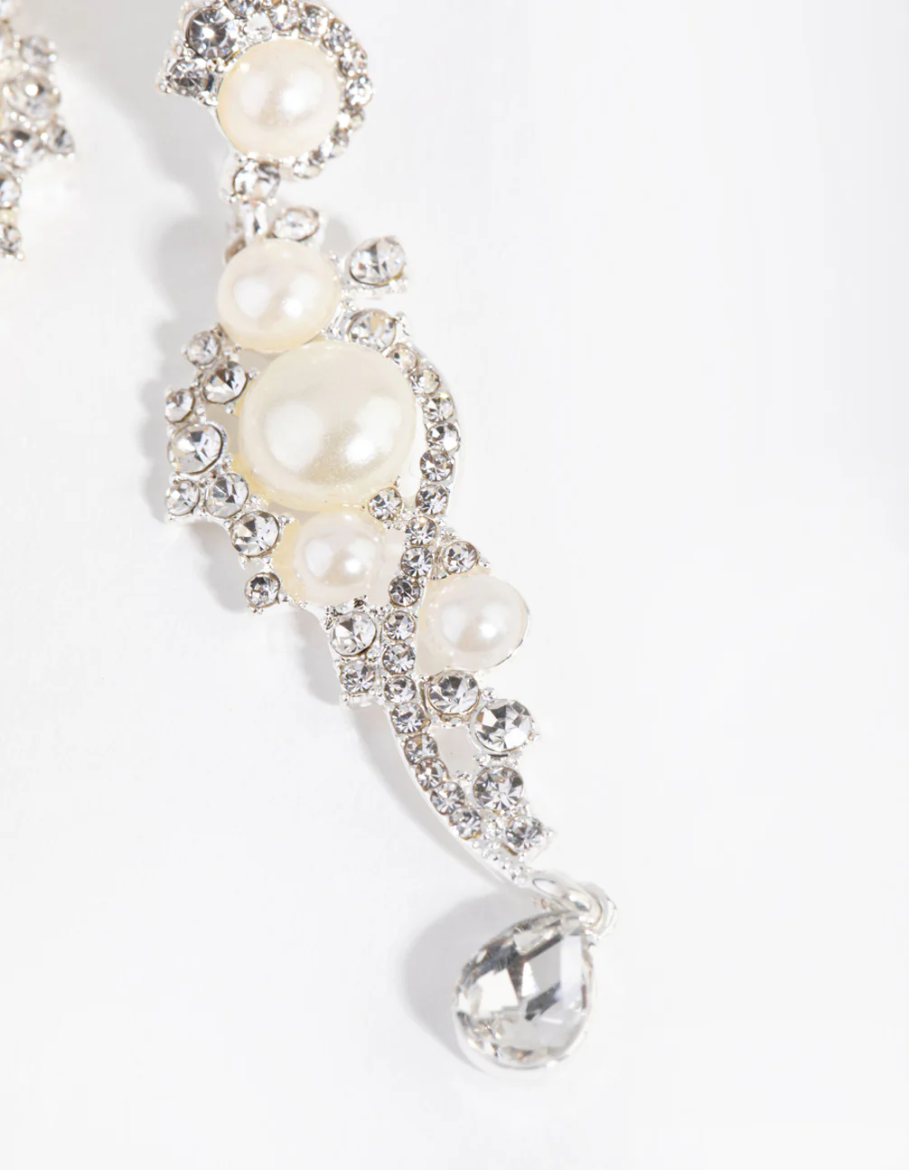 Silver Cluster Pearly Drop Earrings - Image 2