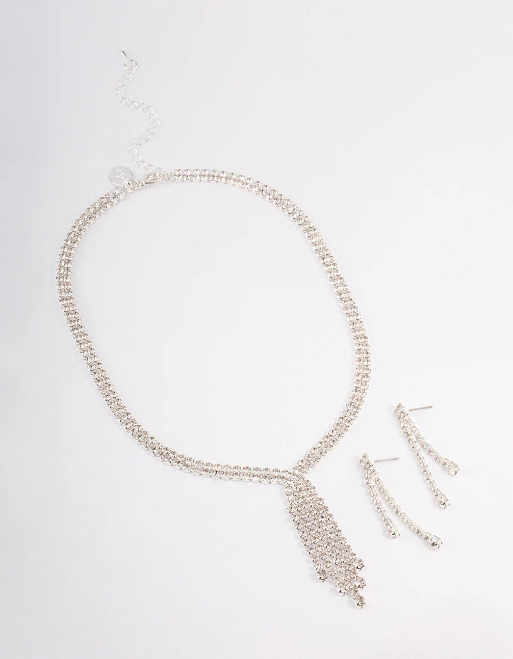 Silver Diamante Tassel Cupchain Jewellery Set - Image 2