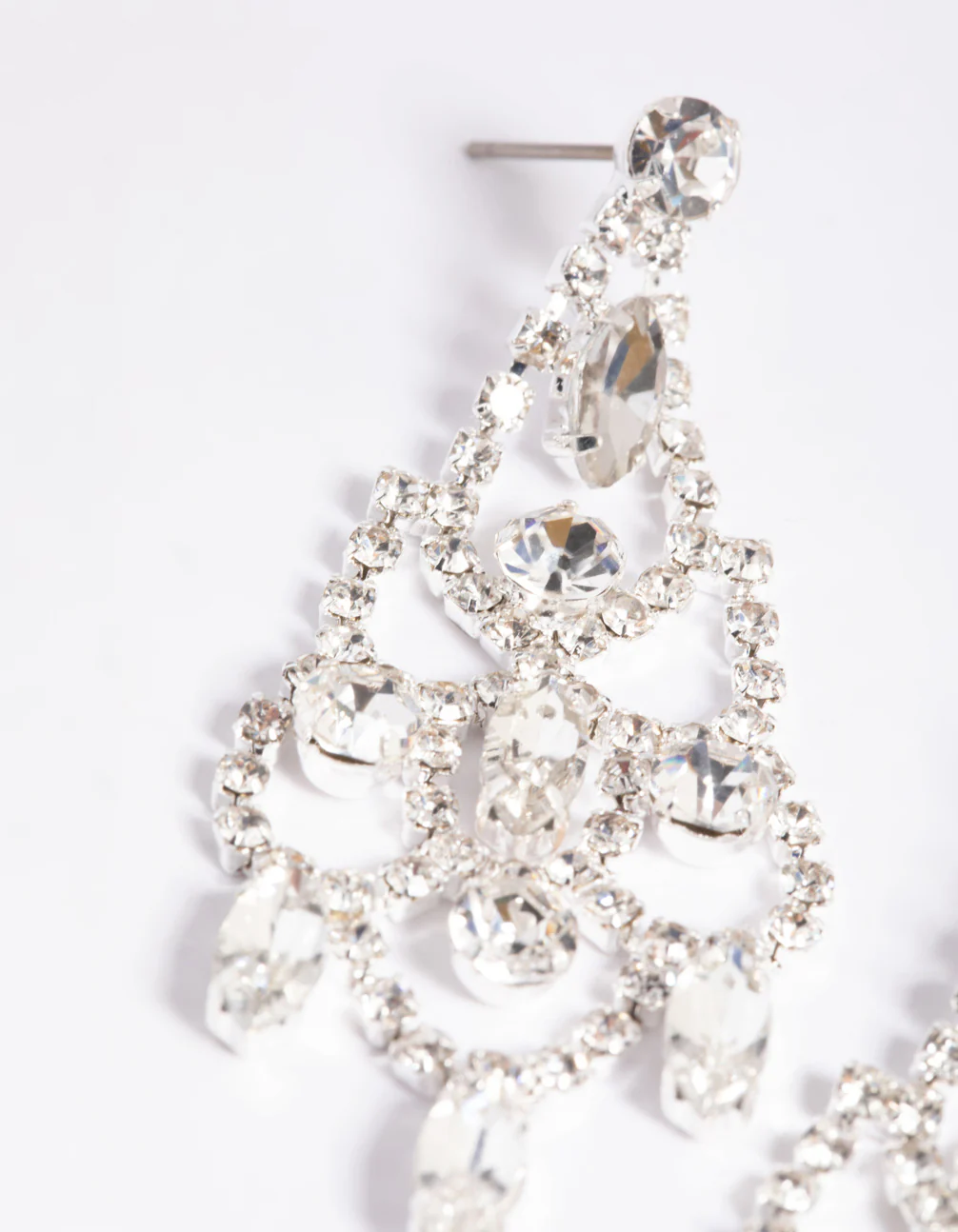 Silver Diamante Layered Drop Earrings - Image 2