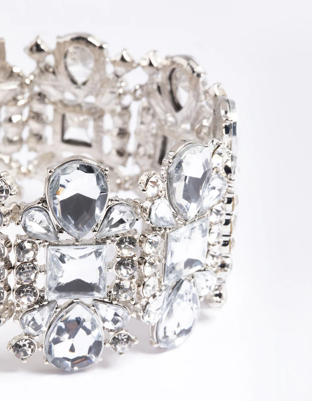 Silver Large Mix Stone Statement Bracelet - Image 4