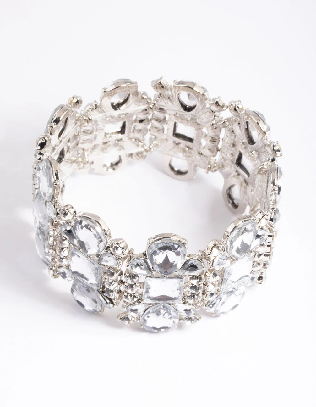 Silver Large Mix Stone Statement Bracelet - Image 5