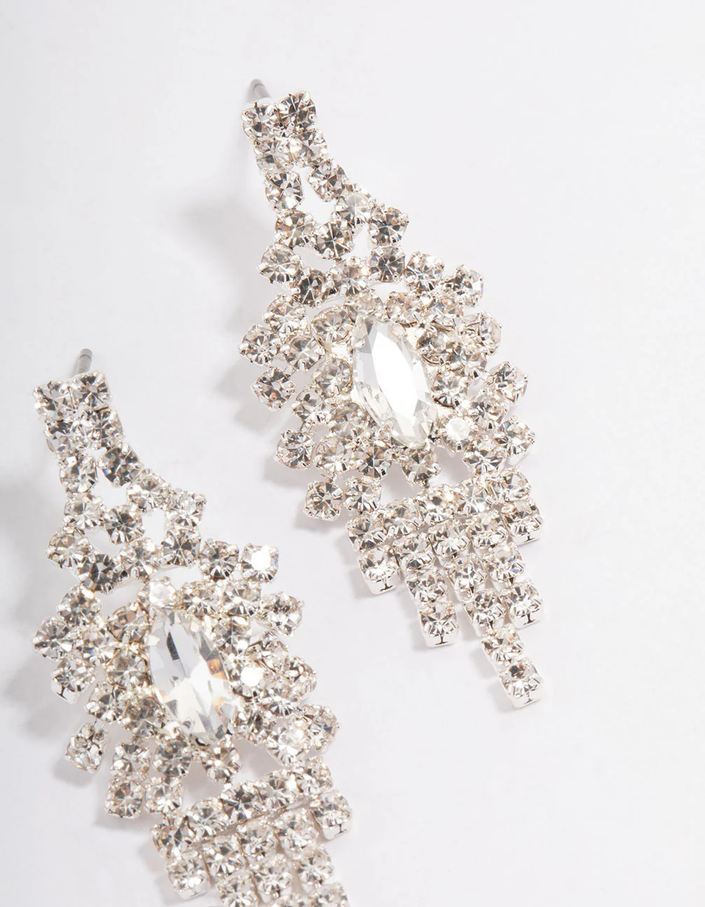 Silver Mini Diamante Drop Earrings - Image 3