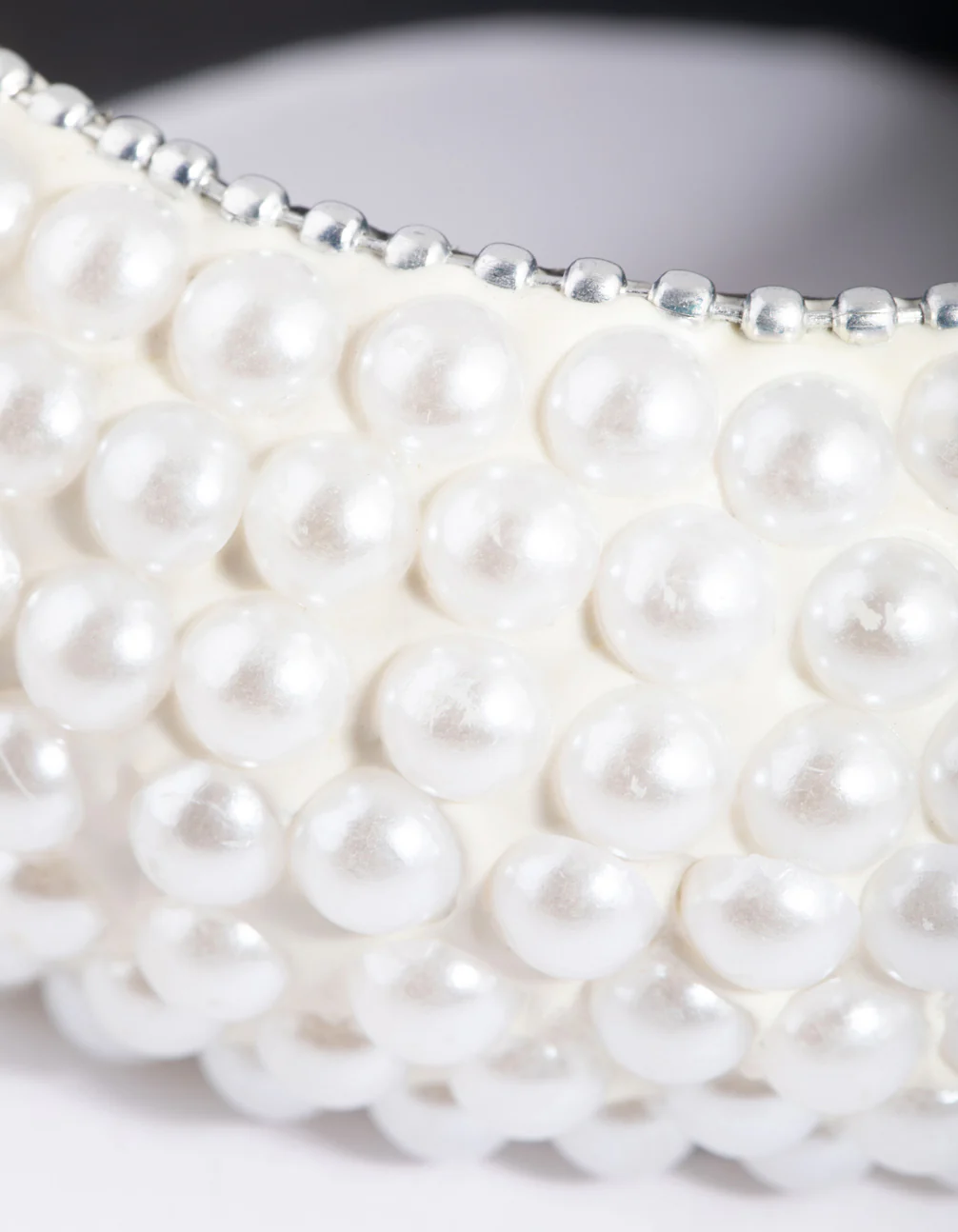 Silver Layered Pearl Bangle Bracelet - Image 3