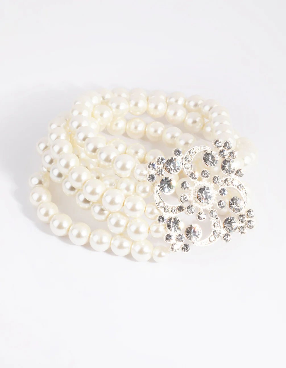 Silver Layered Statement Pearl Bracelet