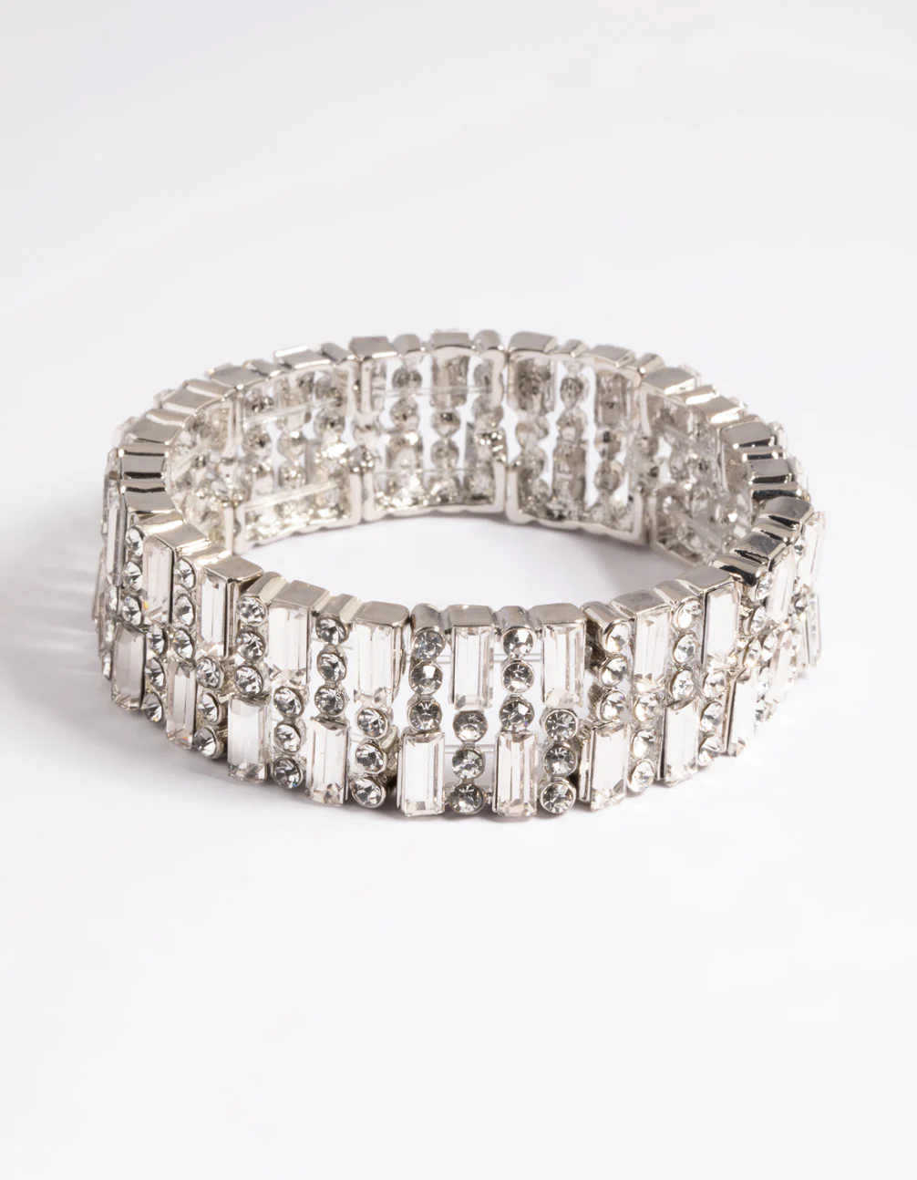 Silver Mix Baguette Diamante Bracelet