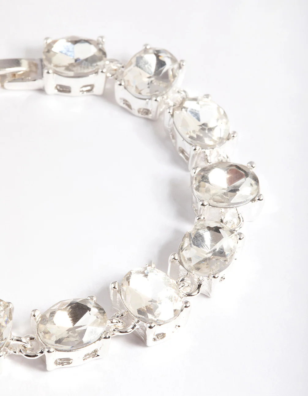 Silver Mix Facet Oval Stone Bracelet - Image 2