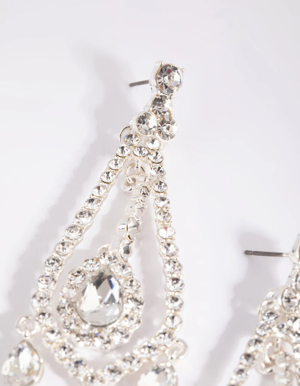 Silver Statement Teardrop Earrings - Image 2