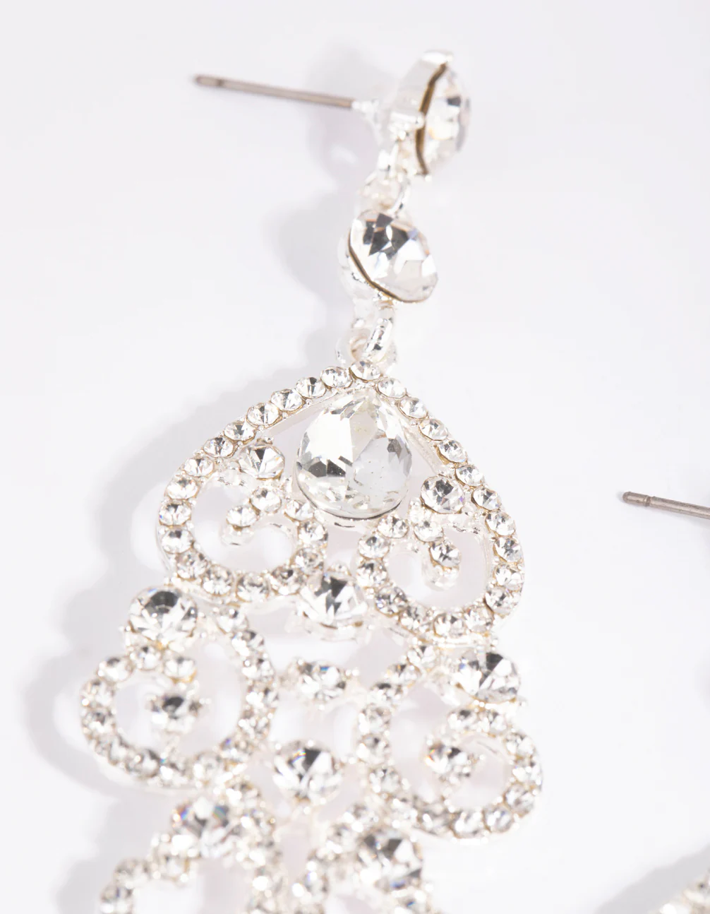 Silver Statement Diamante & Pearl Drop Earrings