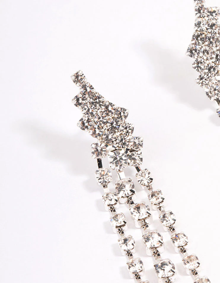 Silver Winged Graduated Cupchain Drop Earrings - Image 2