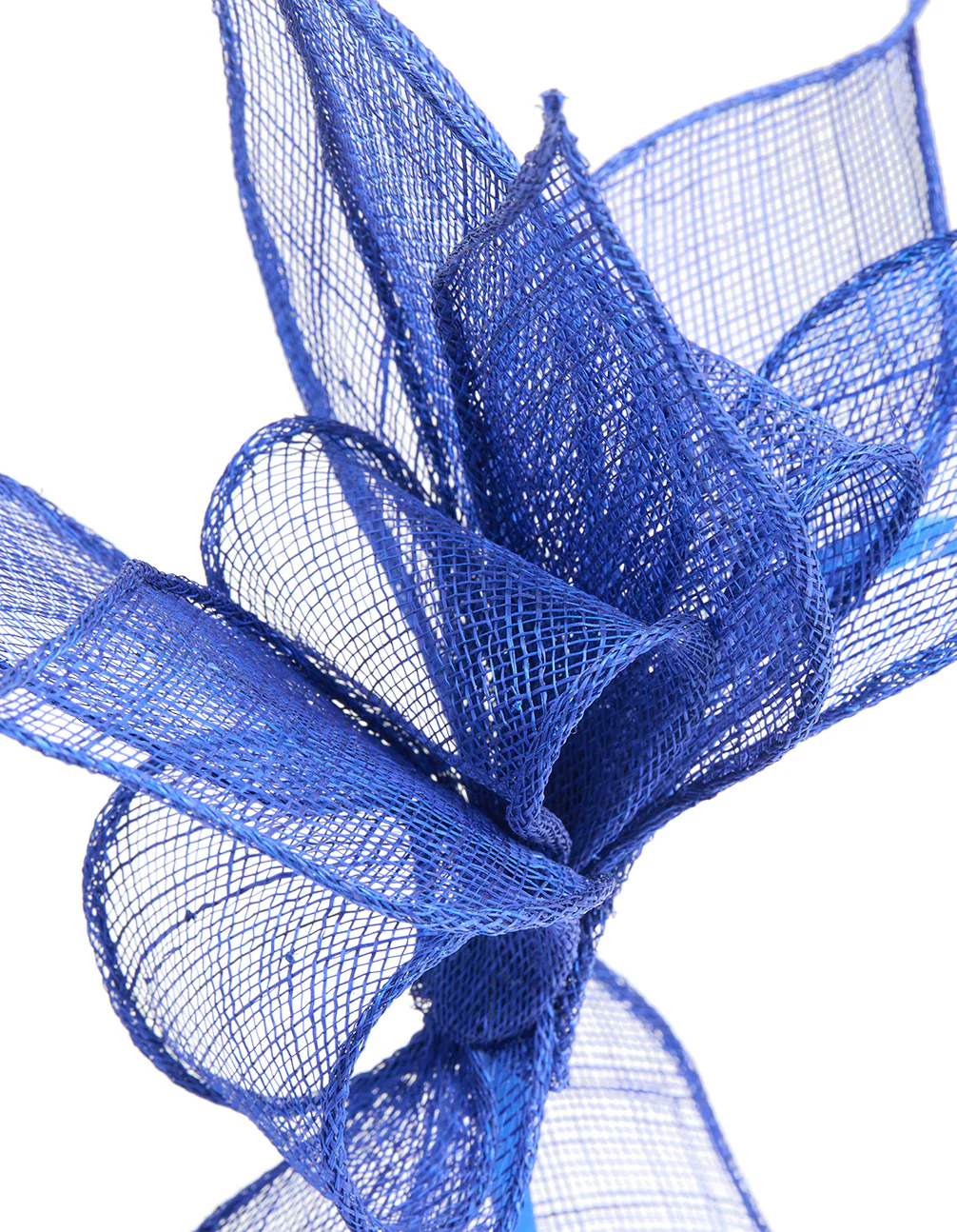 Dark Blue Sinamay Fabric Flower & Leaf Fascinator - Image 2