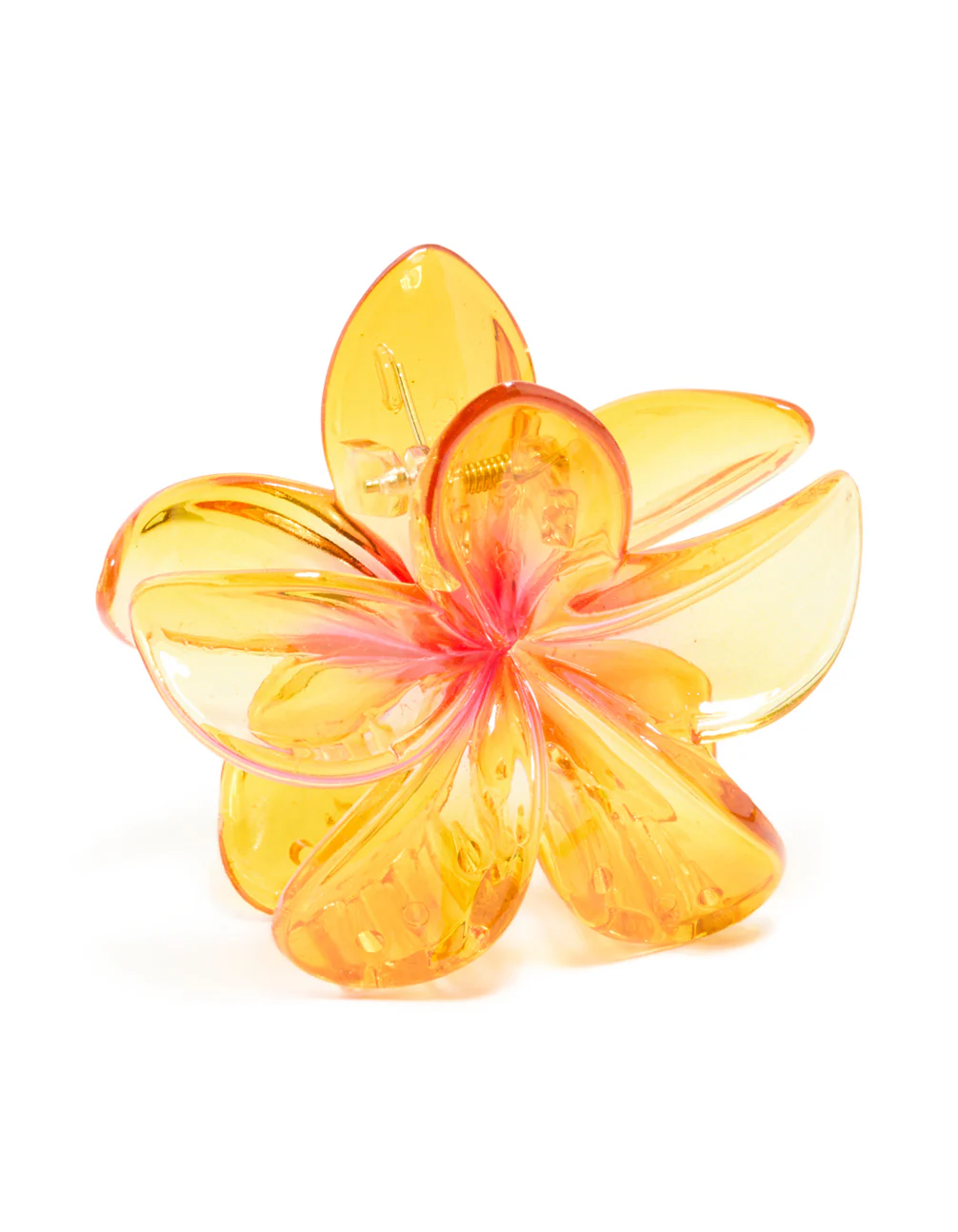 Dark Orange Ombre Frangipani Flower Claw Clip - Image 2