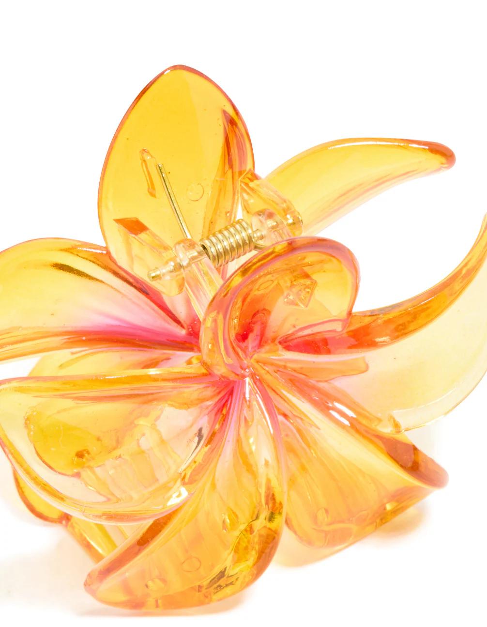 Dark Orange Ombre Frangipani Flower Claw Clip - Image 3