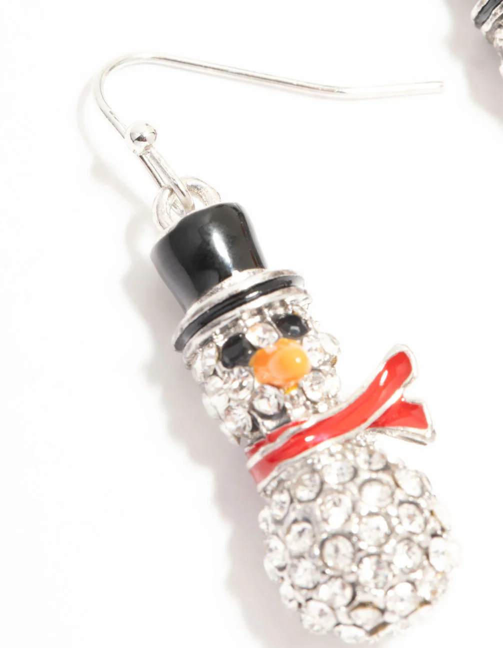 Diamante Snowman Silver Drop Earrings - Image 2