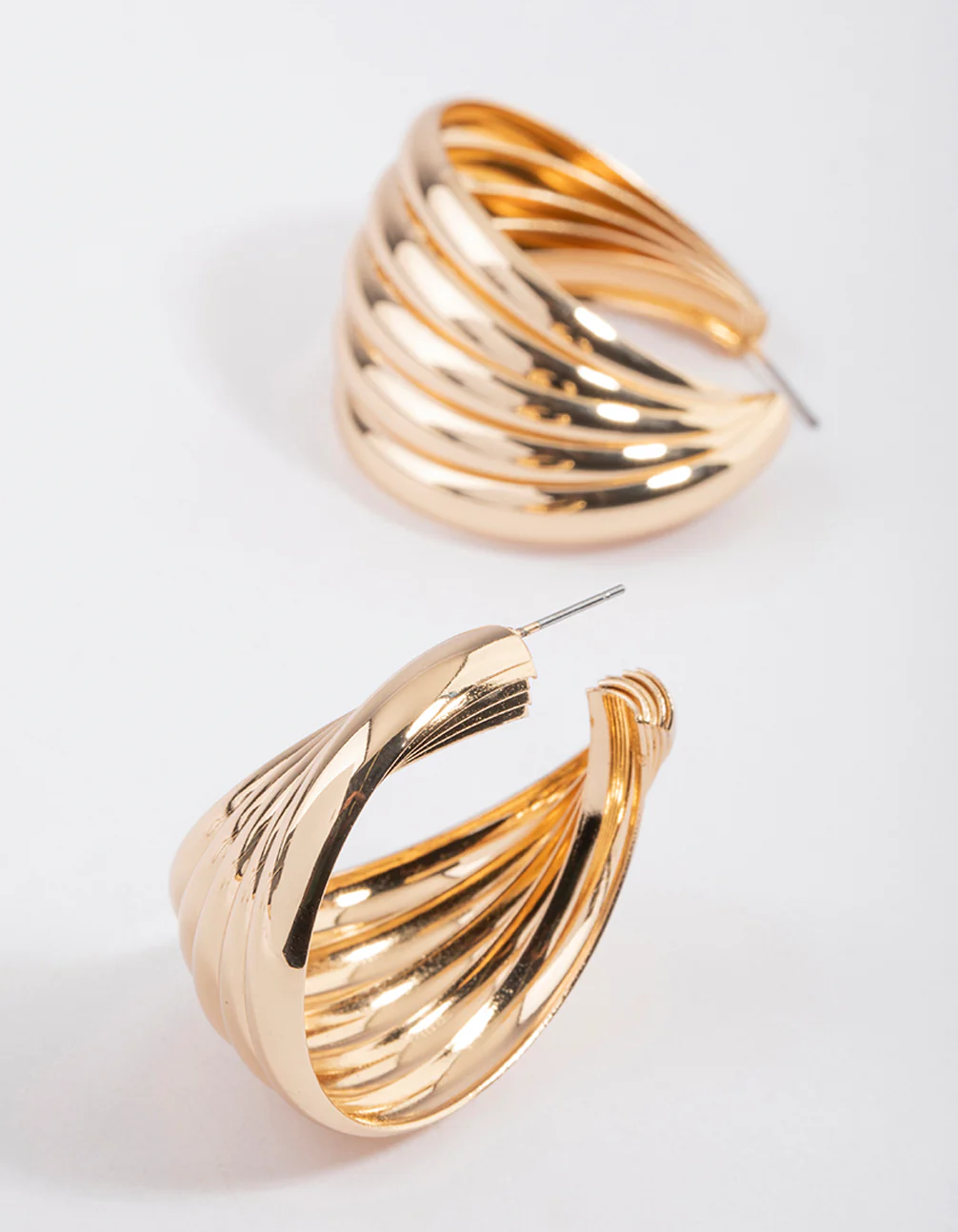 Gold Twisted Hoop Earrings - Image 2