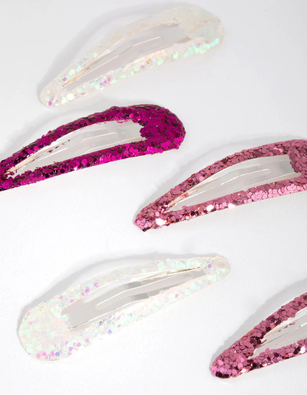 Kids Matte Glitter Pink Snap Clip - Image 2