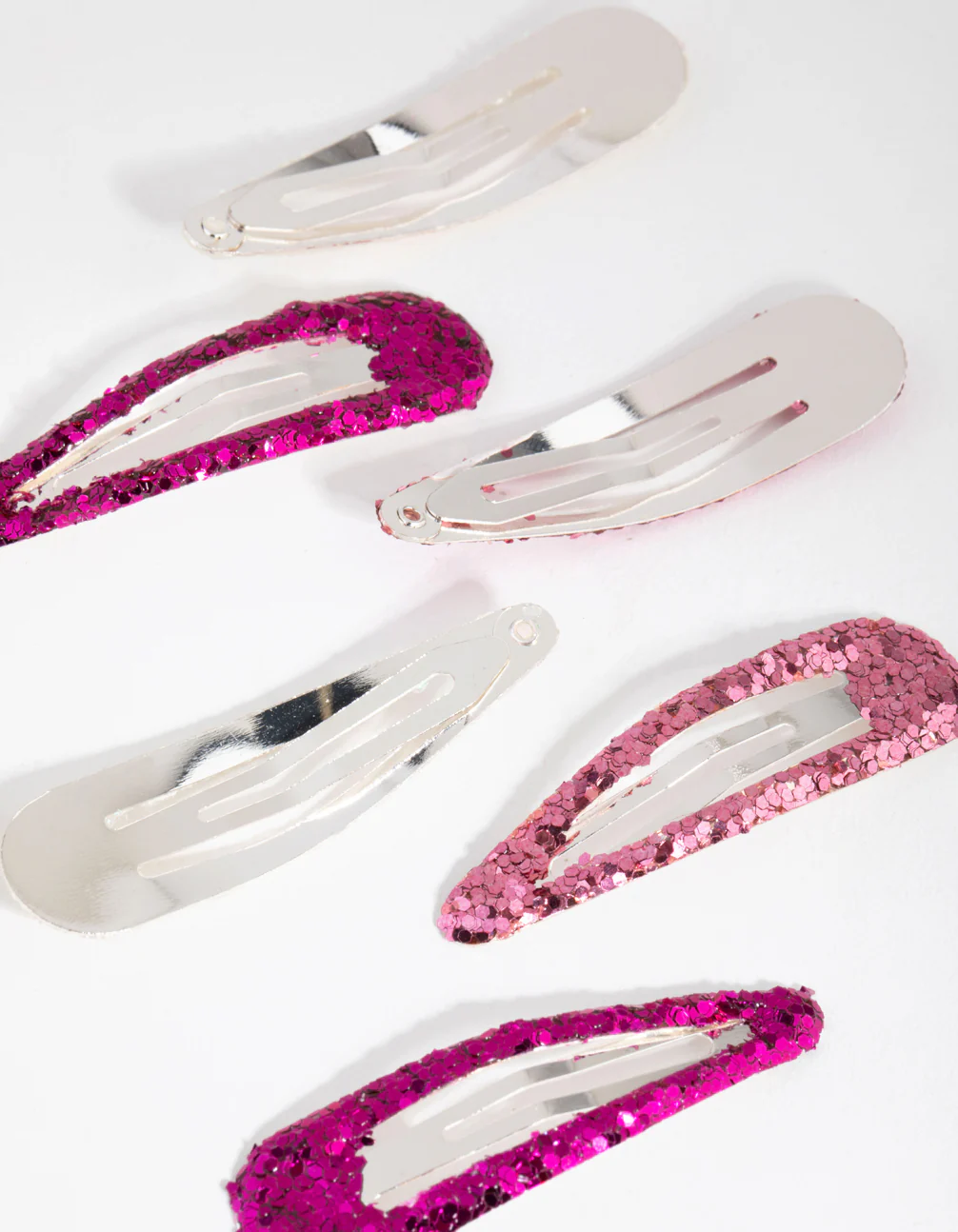 Kids Matte Glitter Pink Snap Clip - Image 3