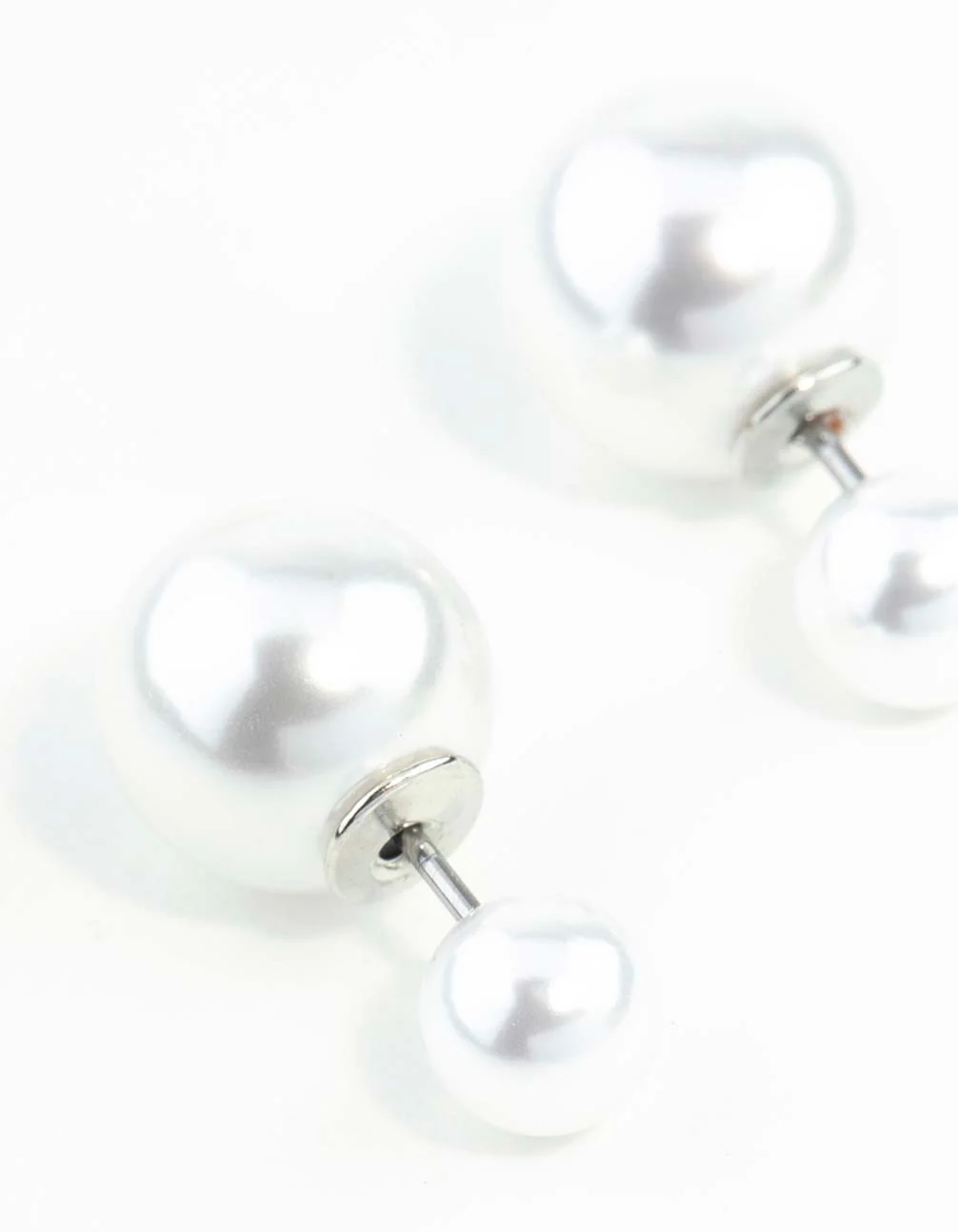 Pearl Ball Sandwich 8MM Stud Earrings - Image 3