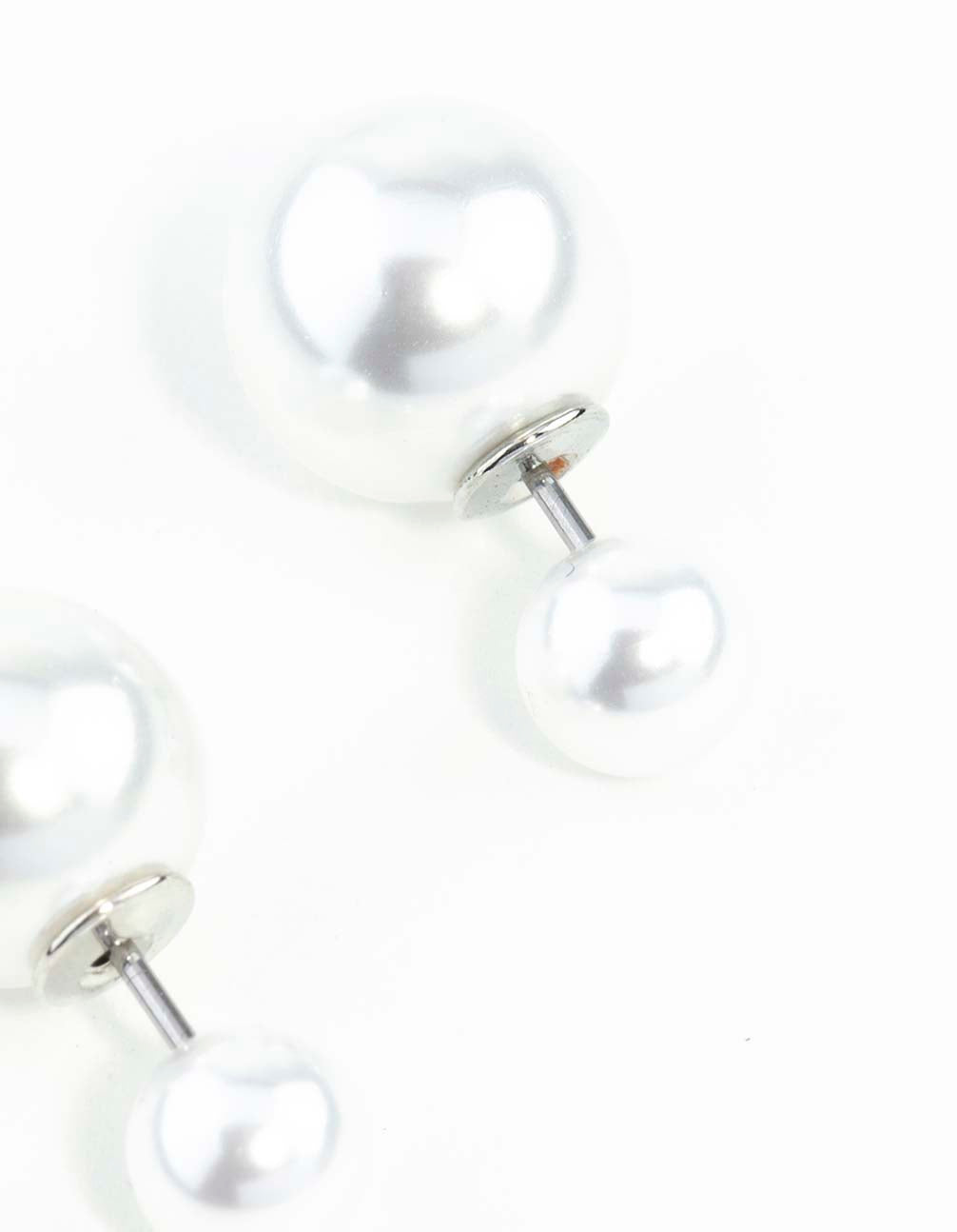 Pearl Ball Sandwich 8MM Stud Earrings - Image 4
