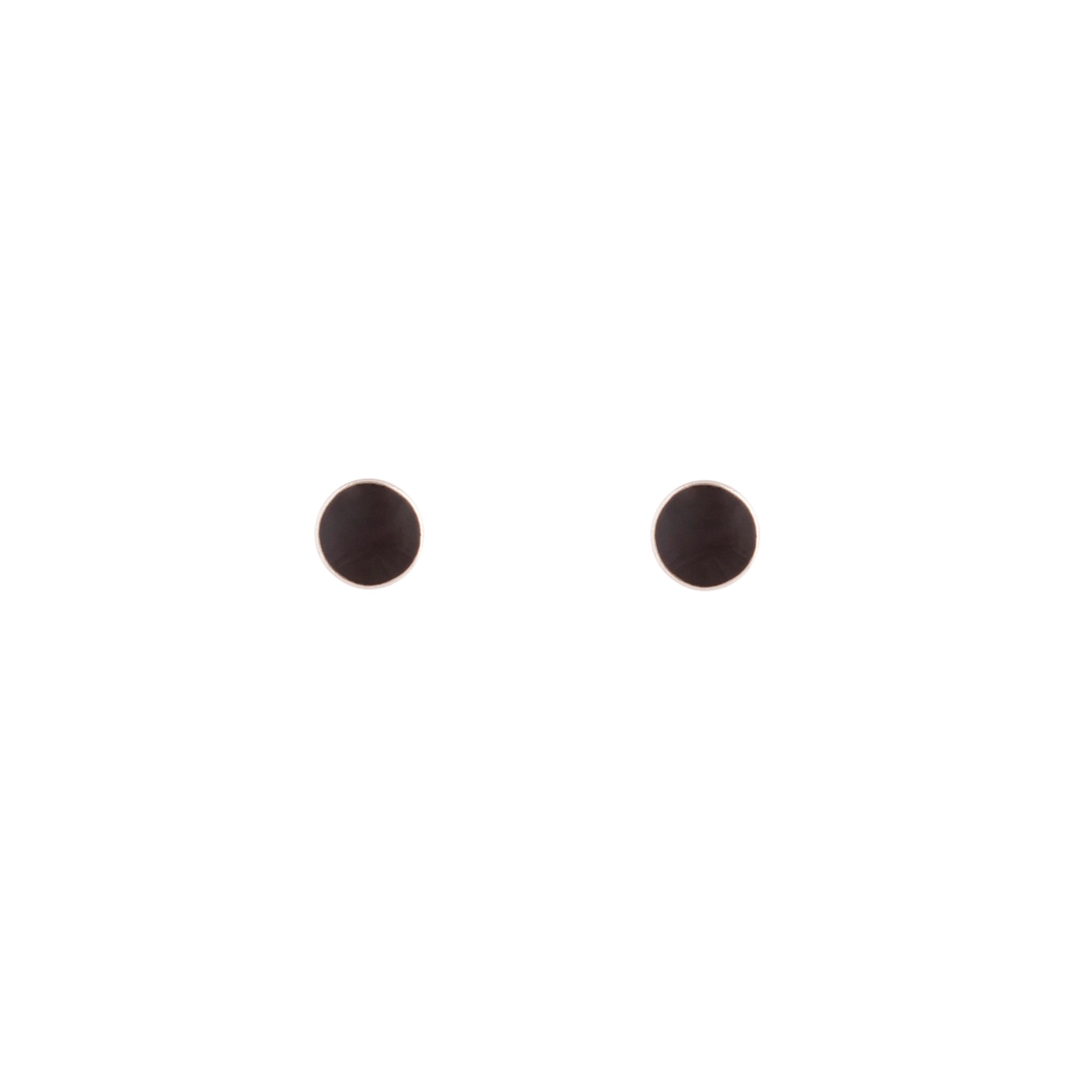Flat Black Disc Stud Earrings - Image 6