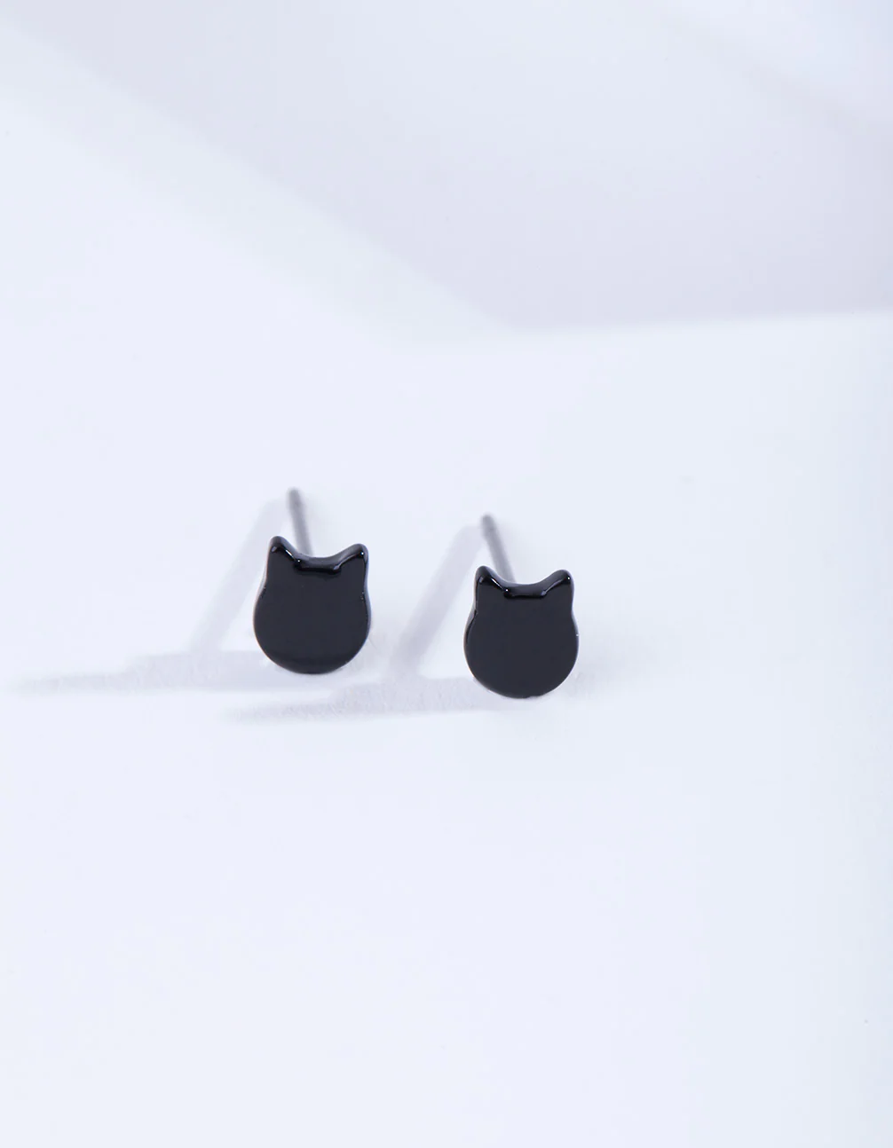 Black Micro Cat Stud Earrings - Image 3