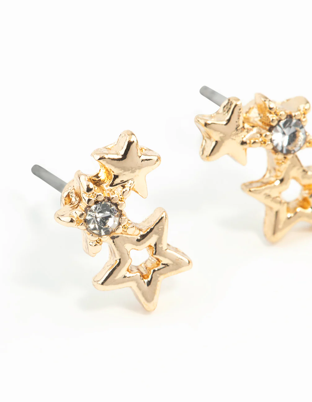 Gold Mini Star Cluster Stud Earrings - Image 7