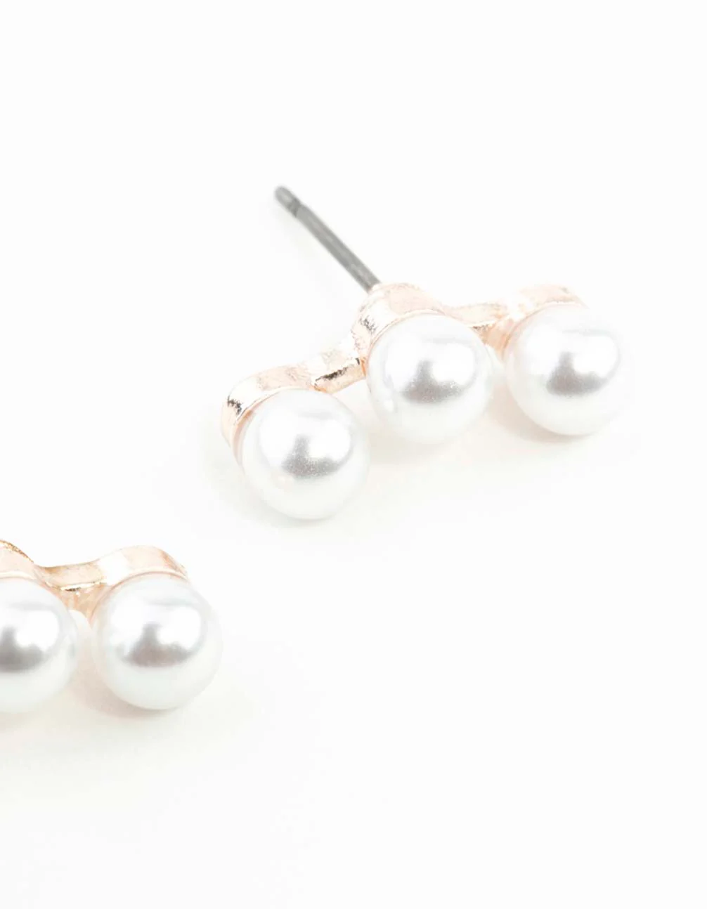 Rose Gold Pearl Crawler Stud Earrings - Image 6