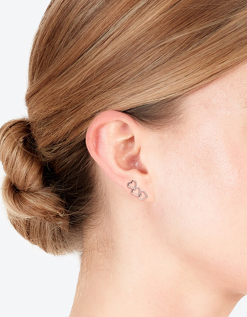 Rose Gold Heart Stud Earring - Image 2