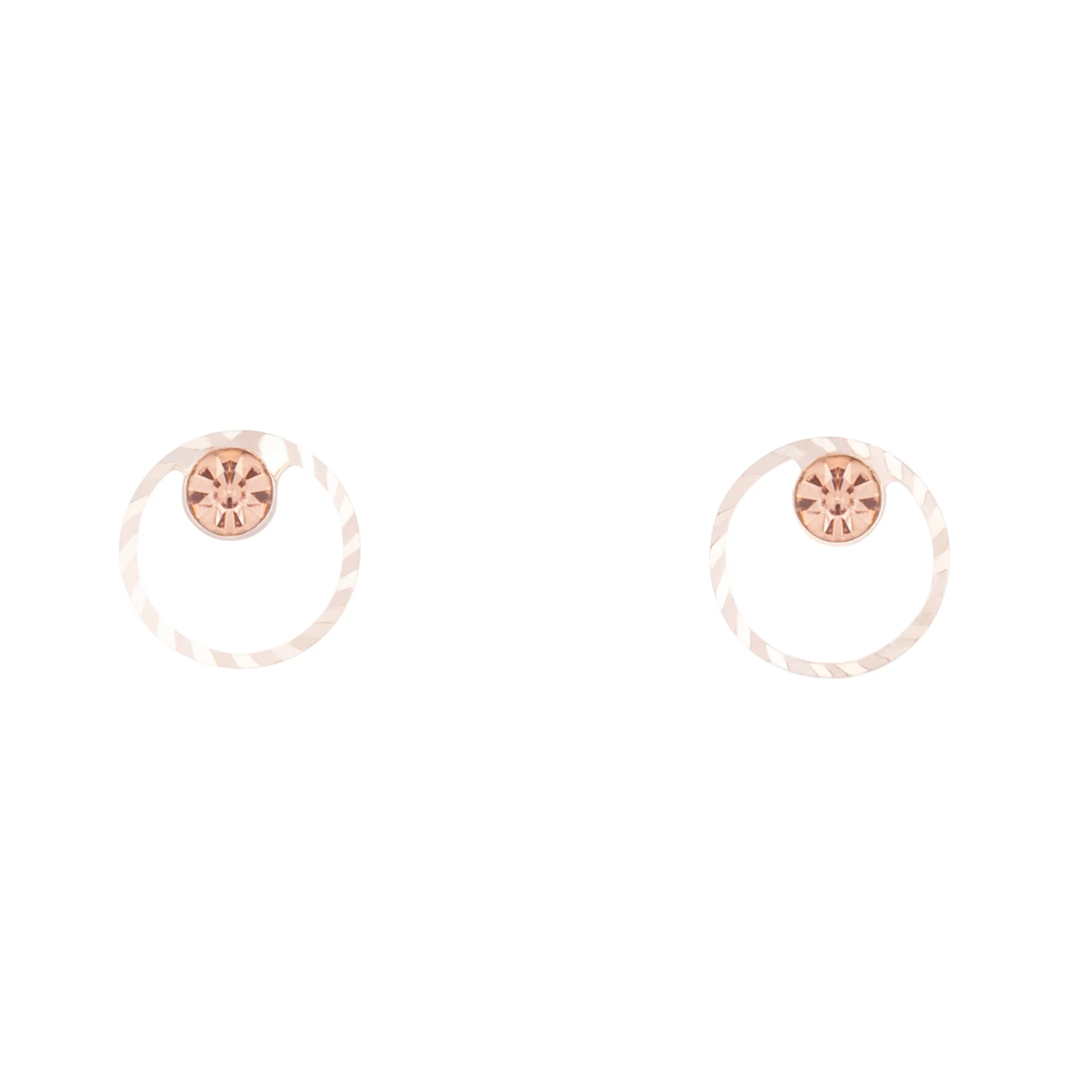 Rose Gold Geometric Circle Diamante Stud Earrings - Image 2