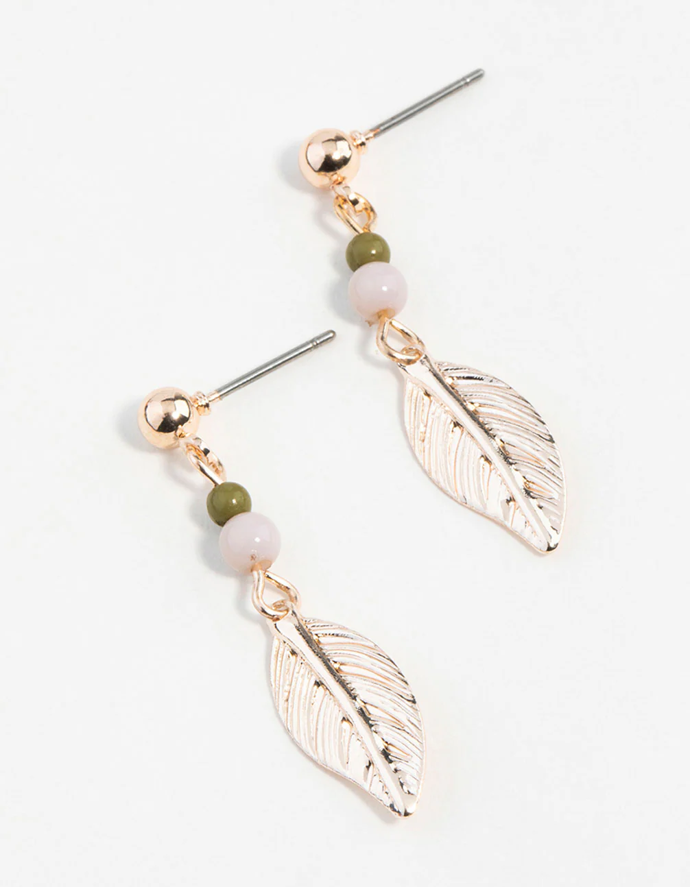 Rose Gold Textured Leaf Drop Earrings