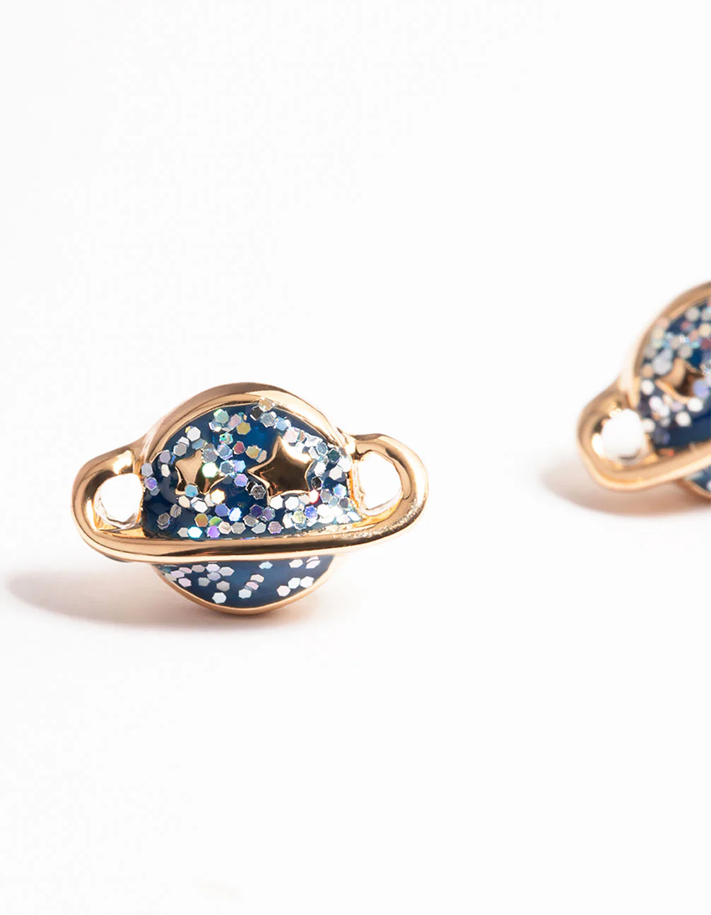 Gold Planet Stud Earrings - Image 4
