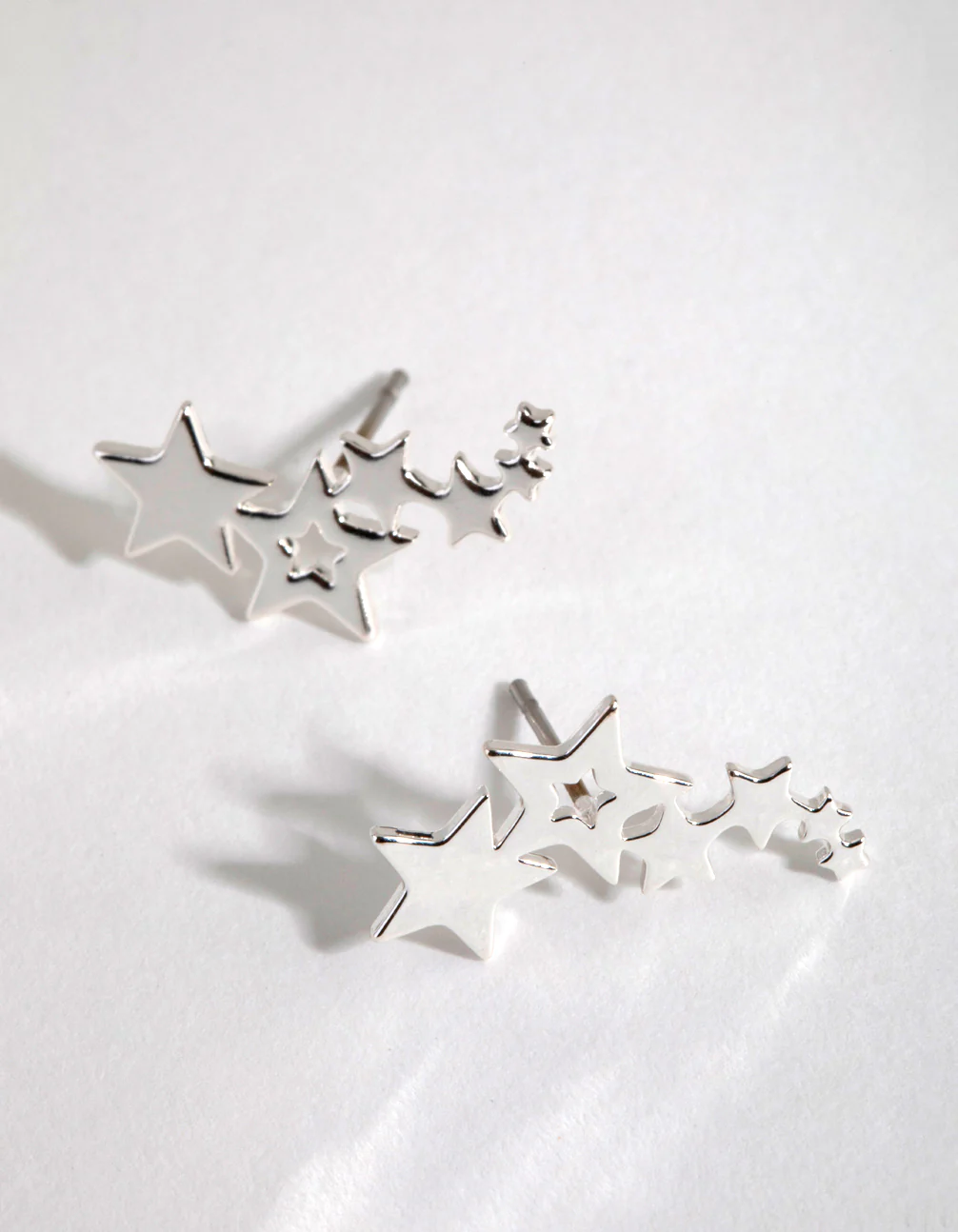 Silver Star Crawler Earrings