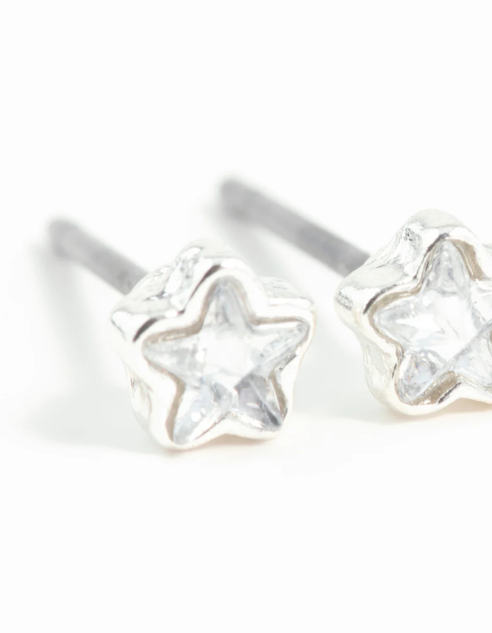 Silver Micro Star Stud Diamante Earrings - Image 4
