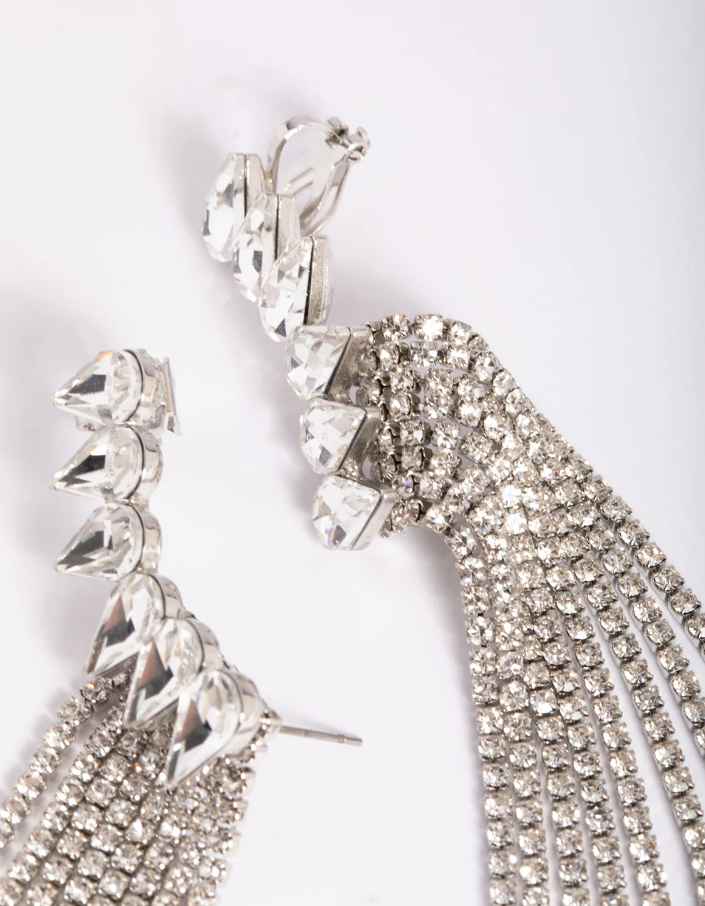 Rhodium Diamante Cuff Earrings - Image 4