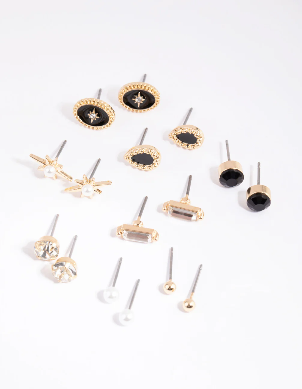 Gold Celestial Diamante & Pearl Stud Earring 8-Pack